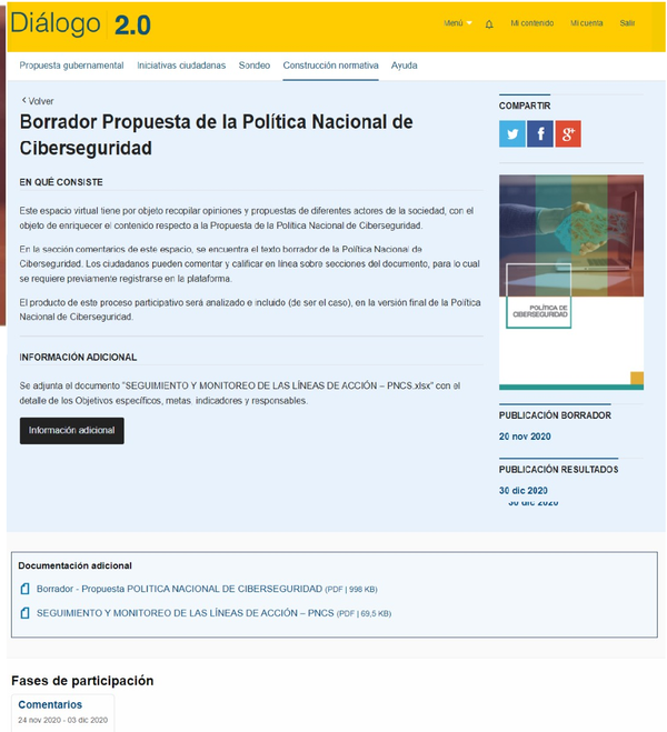 Chapter contributes to the drafted Proposal of the National Cybersecurity Policy in December.