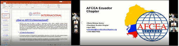 Fondevila and Santos discuss AFCEA's benefits at the April meeting.