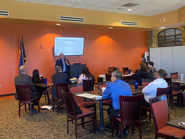 Armendariz presents to AFCEA members and guests on cybersecurity. 