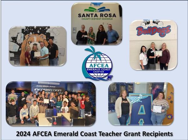 In January, chapter officers present awards to recipients of the 2024 Teacher Grants.