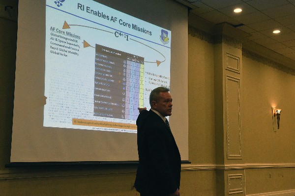Daniel Goddard, director, Air Force Research Laboratory Information Directorate (AFRL/RI) gives an overview of how Rome Research Site supports the Air Force's core mission at the C4I and Cyber Technology Conference in June.