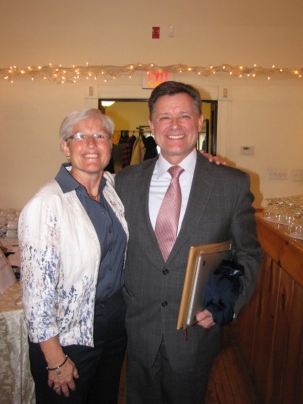 Mary Carol Chruscicki, executive director of the New York Cyber Alliance, joins May luncheon speaker Duchak.