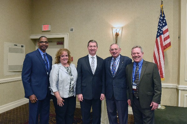 Attending the C4I and Cyber Technology Conference in June are (l-r) Rick Lockridge chapter president; Margot Ashcroft, division chief, Strategic Planning & Integration, Air Force Research Laboratory Information Directorate (AFRL/RI); Dr. Paul Antonik chief scientist, AFRL/RI; Israel; and Daniel Goddard, director, AFRL/RI.