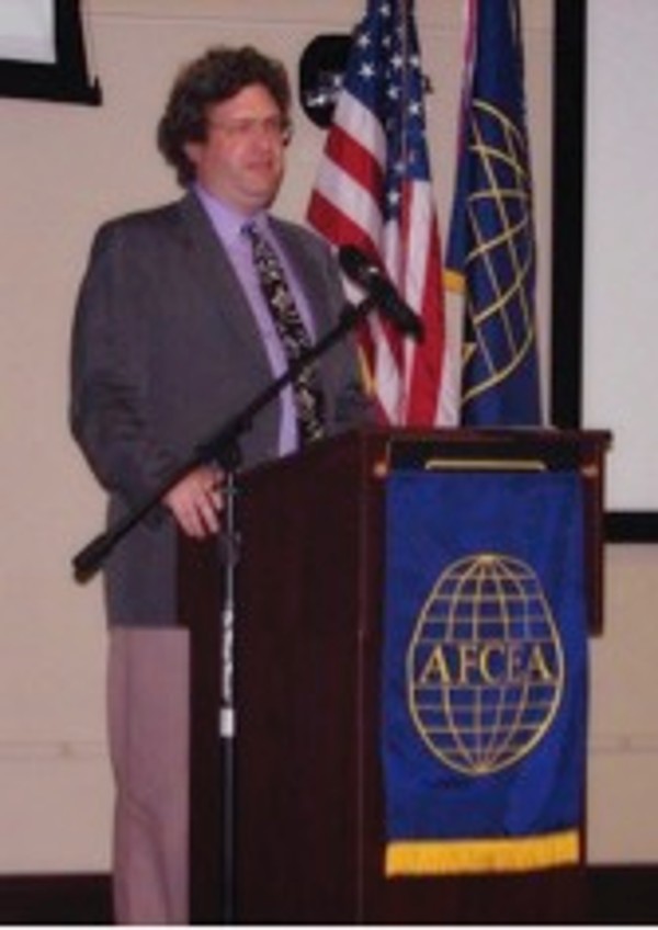 Guest speaker Richard Roda, senior technical lead, Hewlett Packard Enterprise, addresses attendees at the chapter's Lunch and Learn in July.