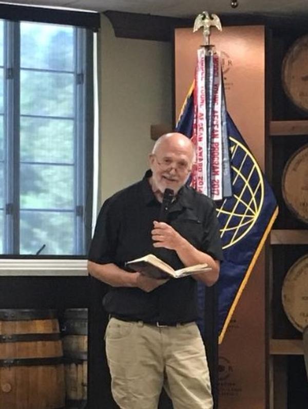 Col. Mark Scureman, USA (Ret.), West Point graduate, author and leadership trainer, speaks about leadership paradigms at a July Lunch and Learn event hosted by the chapter's Young AFCEANs. Photo: Angela Alexander-Mendoza