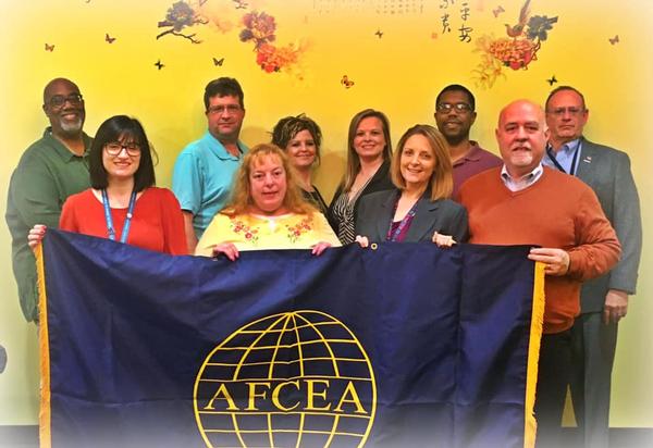 Chosen in January, the 2020 Fort Knox Gold Vault Chapter Executive Committee members are (from l-r)  Domanic Ledbetter, vice president of operations; Sydney Tague, chapter vice president of Young AFCEAN affairs; Richard Roda, chapter executive vice president; Karen Barry, chapter executive secretary; Gina Dowell, vice president of Women in AFCEA; Jessica Camacho, chapter vice president of membership; Angela Alexander-Mendoza, chapter president; Derek Massey, vice president of programs; Michael Tague, chapter treasurer; and Christopher Aycock, chapter vice president of awards.