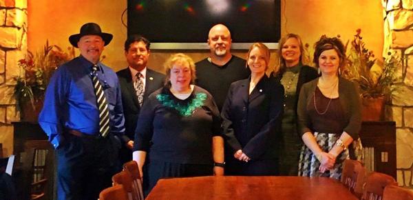 In February, Harbolt; Ray Bernhagen, chapter director at large; Barry; David Hart, regional vice president; Alexander-Mendoza; Jessica Camacho, chapter vice president of memberships; and Dowell, attend an idea-generation session in Kentucky.