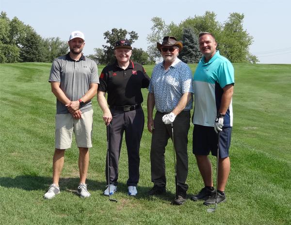 Pictured are the overall tournament winners, the Fore Horsemen Team 1: (l-r) Evan Hergott, Jerry "Indy" Gandy, Jeff Wilke and Sean Murphy. They won by four strokes.