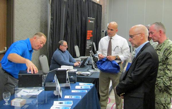 Participants in the 2019 Offutt AFB Technology Expo take advantage of the many companies featured at the October show.