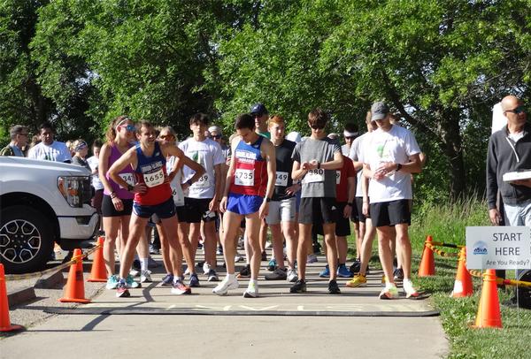 The 5K participants form up and get ready to start the May race.
