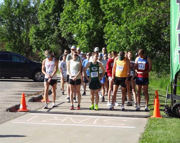 For the chapter's 8th Steps for STEM 5K, participants form up and prepare to start the May race.
