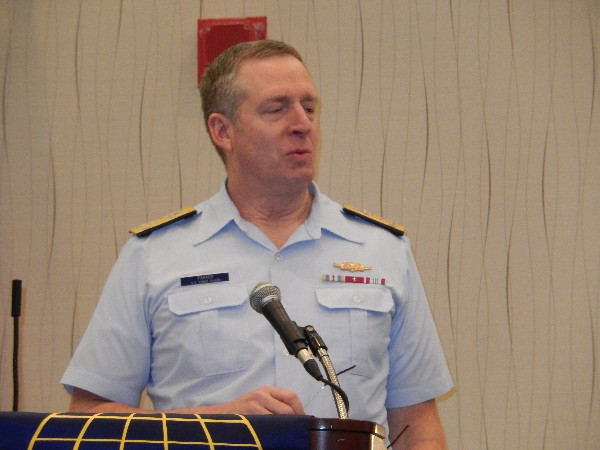 Vice Adm. Robert C. Parker, USCG, commander of the Coast Guard Atlantic Area, delivers a speech to the chapter in February.