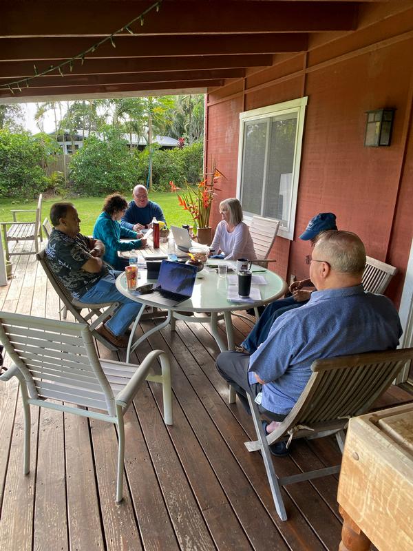In February, chapter officers gather for a strategy session.