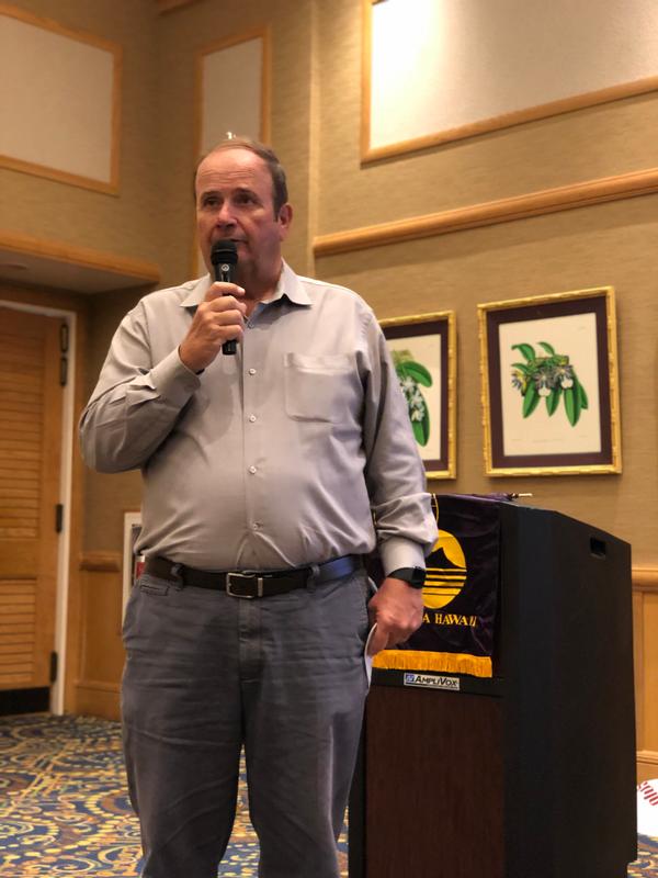 Robert Stephenson, director for communications and information systems and chief information officer for Commander, U.S. Pacific Fleet N-6, Pearl Harbor, Hawaii, speaks at the July event.
