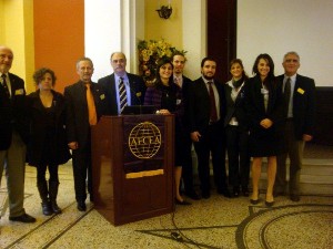 Members of the AFCEA Student Club of the American College of Greece join other chapter members who helped to organize the conference on border control in January.