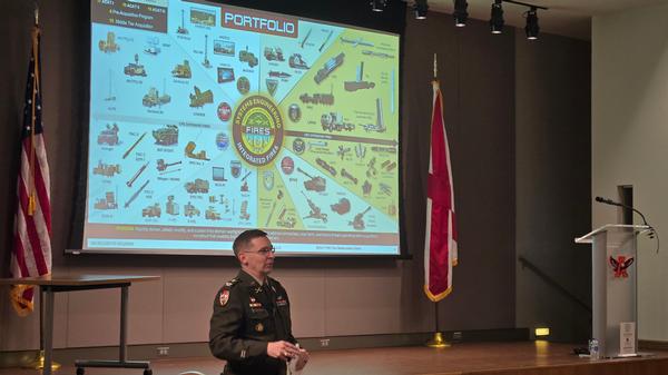 Yelverton speaks to attendees during the chapter's sell-out February event. 