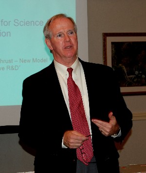Guest speaker Marty Kress, National Space Science and Technology Center, addresses the April chapter meeting. 