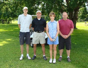 The chapter's winning team at the third annual June golf tournament fundraiser (l-r): John Acheson, Jeremy Bergh, Mollie Lorenz and Dave Stobb.