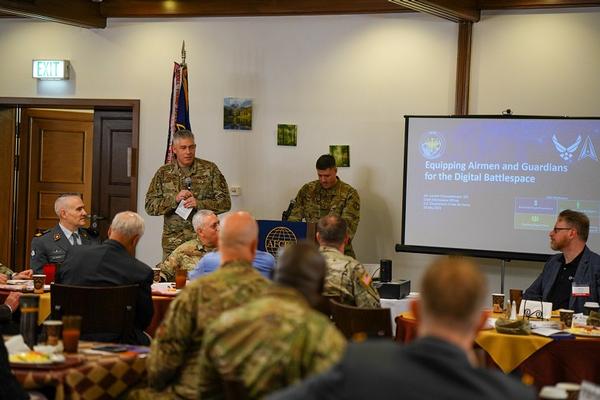 In July, chapter members and attendees assemble for Summer TechExpo at Ramstein Air Base, Germany.