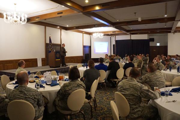 Sedlack attracts a full house to his April presentation emphasizing higher education.