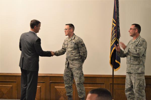 Marion recognizes Senior Airman Alexander Schlesinger, USAF, in June for his superior contributions to the Kaiserslautern military community.