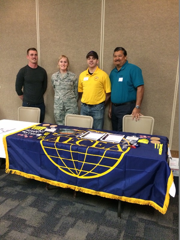 (l-r) Chapter members Joseph Thurber, Melanie Singer, Jason Semerakis and Randall Holt assist with the career fair organized by Transition Careers Inc. in March. 