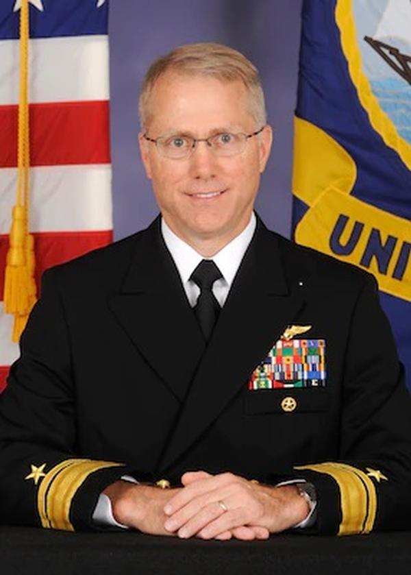 Rear Adm. Brian Corey, USN, addresses ROTC scholarship winners in April and urges them to set high standards for themselves and others under their command; commit to the pursuit of excellence in every endeavor; and never stop training/learning to prepare themselves to adapt quickly to the rapid changes they are sure to face in today's military environment. 