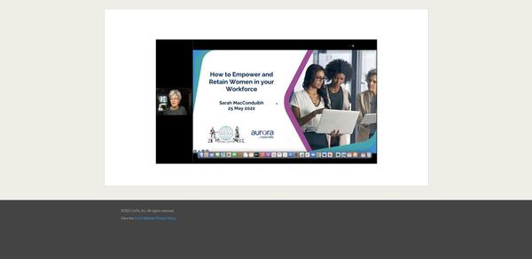 Sarah MacConduibh, former vice president of The MITRE Corporation, and current mentor and Aurora Guide at reacHIRE, discusses what is driving women out of the workforce and what companies must do to retain them to reverse the trend at the chapters Diversity Series Webinar in May.