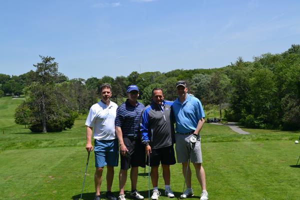 Enjoying their day on the course in June are (r-l) Brig. Gen. Mike Schmidt, USAF, program executive officer, Command, Control, Communications, Intelligence and Networks Directorate, Hanscom Air Force Base, and members of his staff, Andy Giaconia, Maj. Mark Wuertz, USAF, and Glen Townsend.  