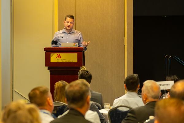 Sean Maday, Google Cloud, Defense Department chief technology officer, discusses the impact artificial intelligence is having on the U.S. Department of Defense and globally at the Gold Circle Breakfast in March.