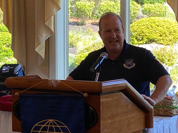 Maj. Gen. Anthony Genatempo, USAF, delivers closing remarks at the post-tournament luncheon in September.
