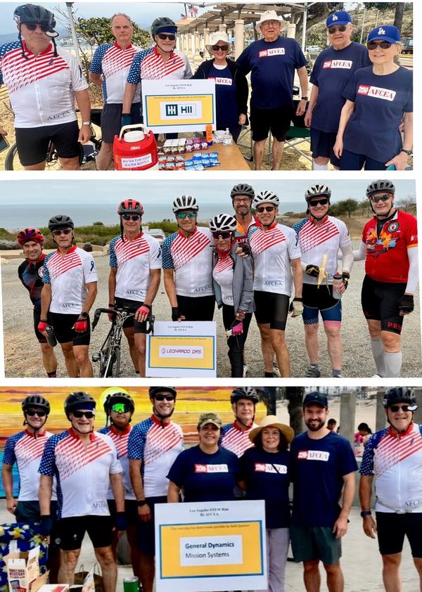 Participants pose for photos at rest stops in Marina del Rey, Temescal Canyon and Palos Verdes. More than 20 chapter volunteers staffed the rest stops at the July event.