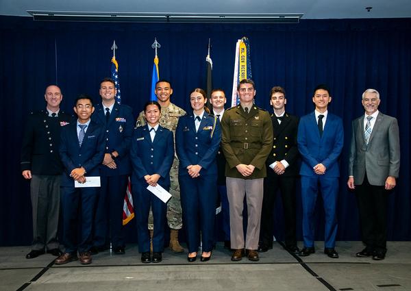 In September, Menschner (far l) and Wiest (far r) pose with awardees.
