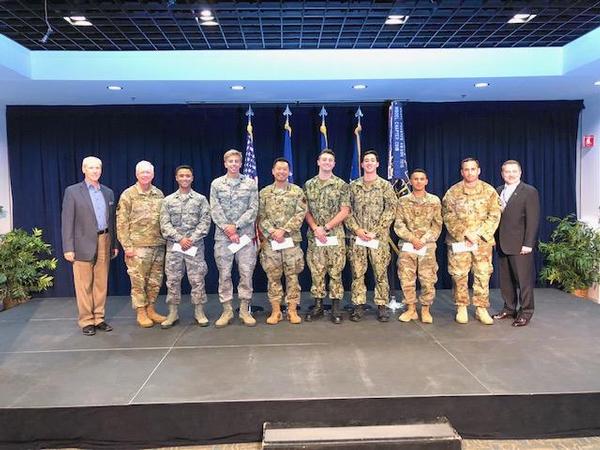 ROTC award recipients pose for a photo at the September meeting.
