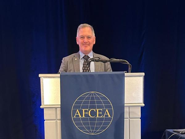 Lane Gilchrist, chapter president, opens the Space Industry Days with over 1,000 people participating. The event was held at the Los Angeles Marriott