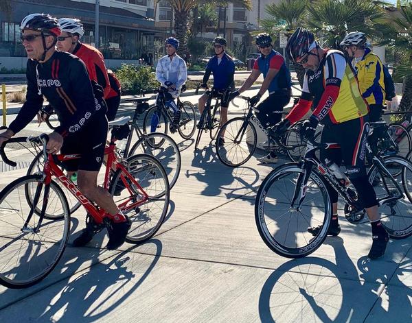 STEM riders depart from the starting point at the February event.