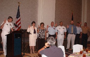 Newly elected officers are sworn in during the January ceremony marking the chapter's return to active status.