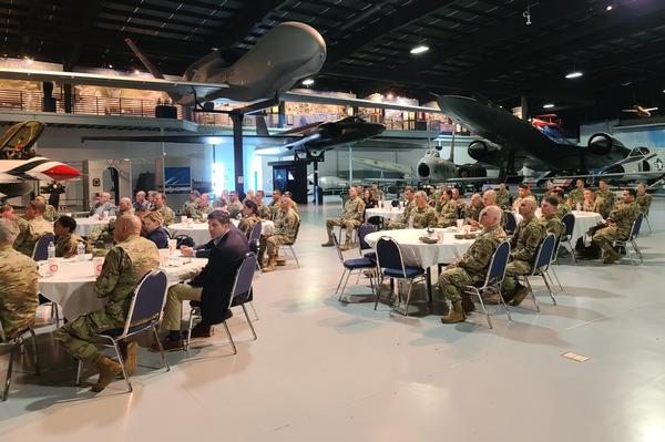 The chapter holds its Monthly Luncheon at the Museum of Aviation - Century of Flight Hangar in May.