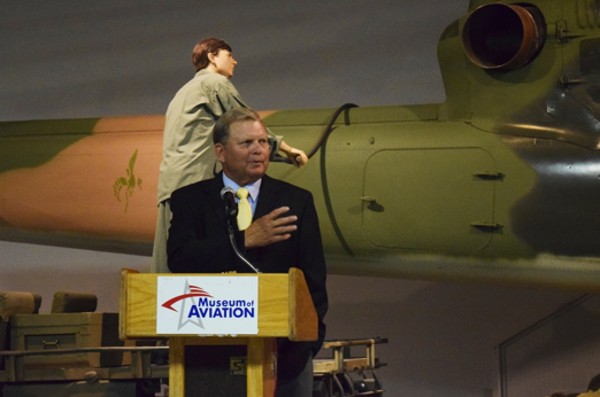 Lt. Gen. Michael Peterson, USAF (Ret.), speaks at the October luncheon. 