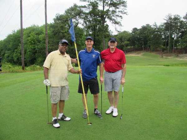 (l-r) Mike Harris, Zenith Advanced Systems, Col. David Stickley, USAF (Ret.), and Kenny Edmundsen, CDO Technologies participate in the inaugural Middle Georgia Chapter Golf Tournament in May.