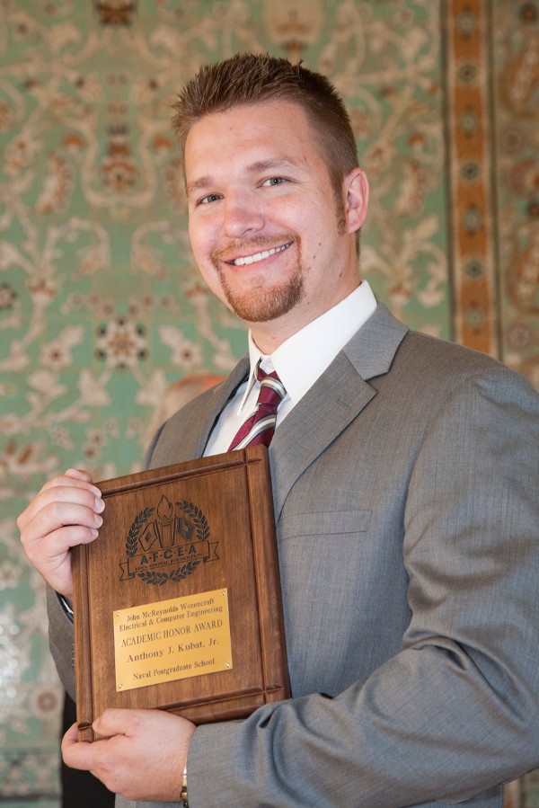 Anthony J. Kubat Jr. receives the 126th AFCEA Wozencraft Award in electrical and computer engineering in March.