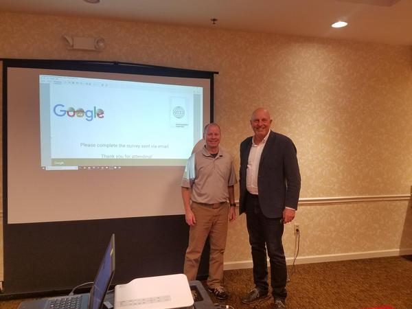 Senior Master Sgt. Brian Davis, USAF, superintendent, EPME Distributed Learning, Barnes Center, Maxwell Air Force Base, Gunter Annex, and Tom Wojszynski, Southeast regional manager for Google Cloud, thank attendees and close the February workshop.
