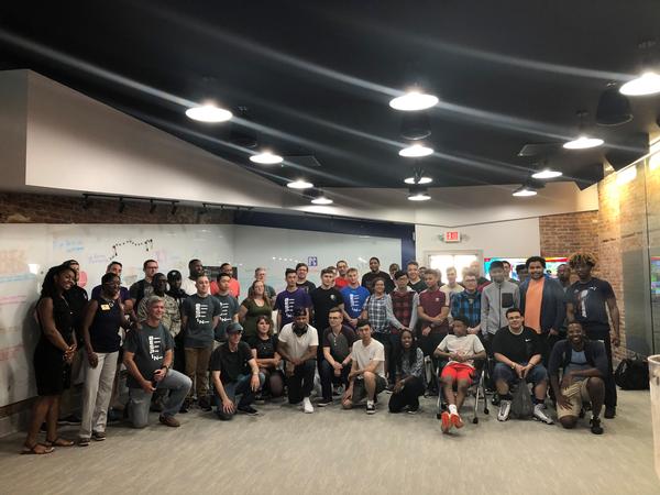 In May, competitors in the chapter's first esports event pose for a group photo.