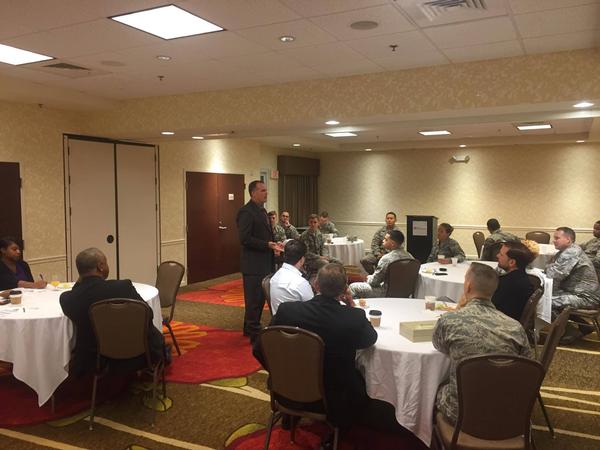 At the breakfast in September Walski discusses agile development with chapter members. 
