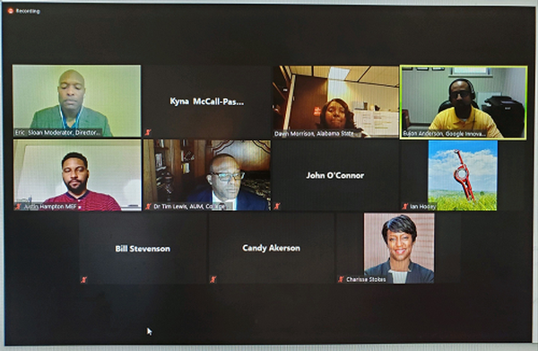 The chapter board and panelists join chapter members remotely to discuss the Digital Divide at a July virtual event.
