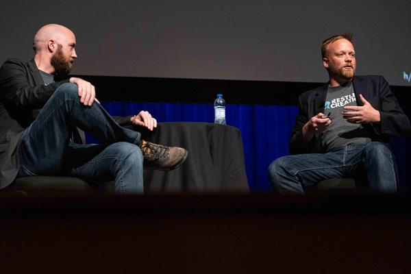 Christopher O'Keefe, Restless Creation (l), and Jason Knudson, chief of strategy and innovation, Restless Creation, discuss Bureaucracy in IT at MITS in May.