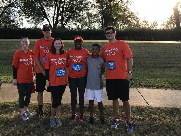 Young AFCEANs attending the Nitty Gritty 5K in October are (l-r) Brandy Silvers; John Brown; Tija Brown; Charisse Stokes; Dylan Stokes; and Adam Vencill.