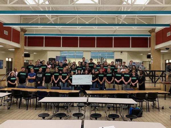 Wetumpka High School Robotics Club receives their donation from the Montgomery Chapter Education Foundation in October.