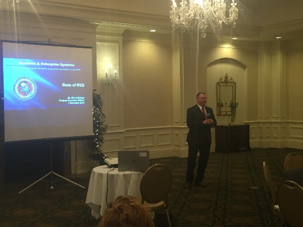 Aldridge speaks at the chapter's last luncheon of 2016.