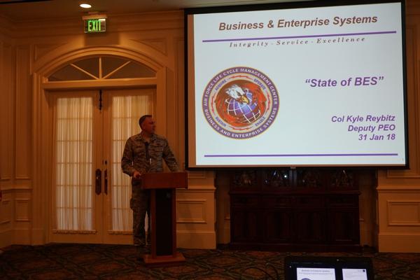 Col. Reybitz presents his State of the BES address to the chapter in January.